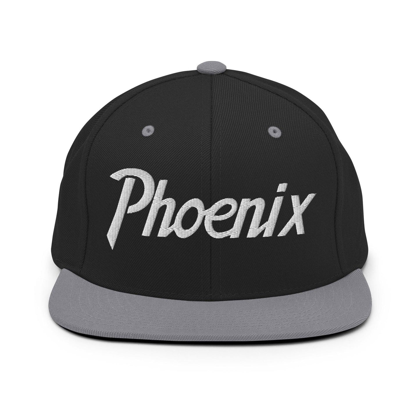 Phoenix Script Snapback Hat Black Silver