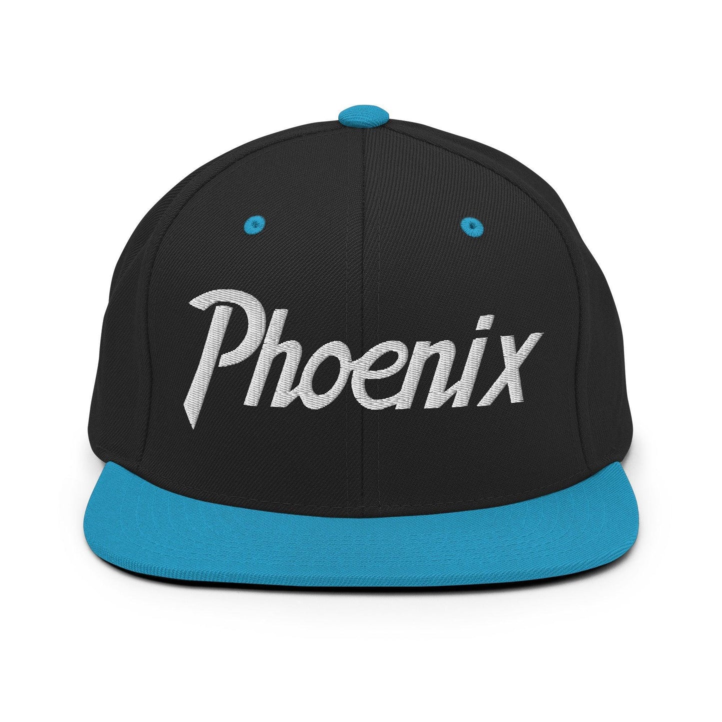 Phoenix Script Snapback Hat Black Teal