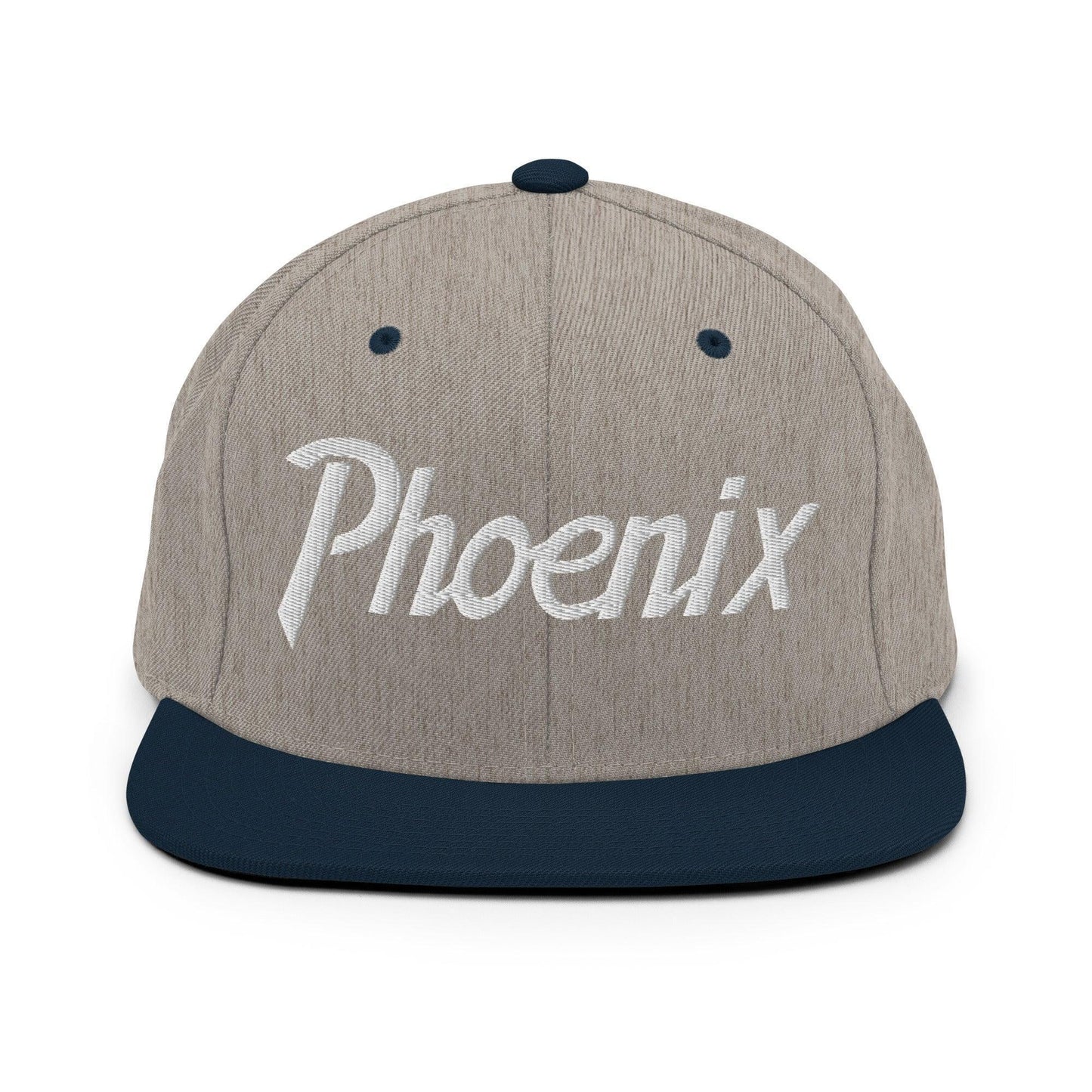 Phoenix Script Snapback Hat Heather Grey Navy