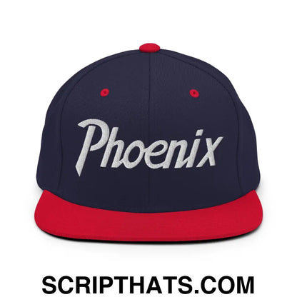 Phoenix Script Snapback Hat Navy Red