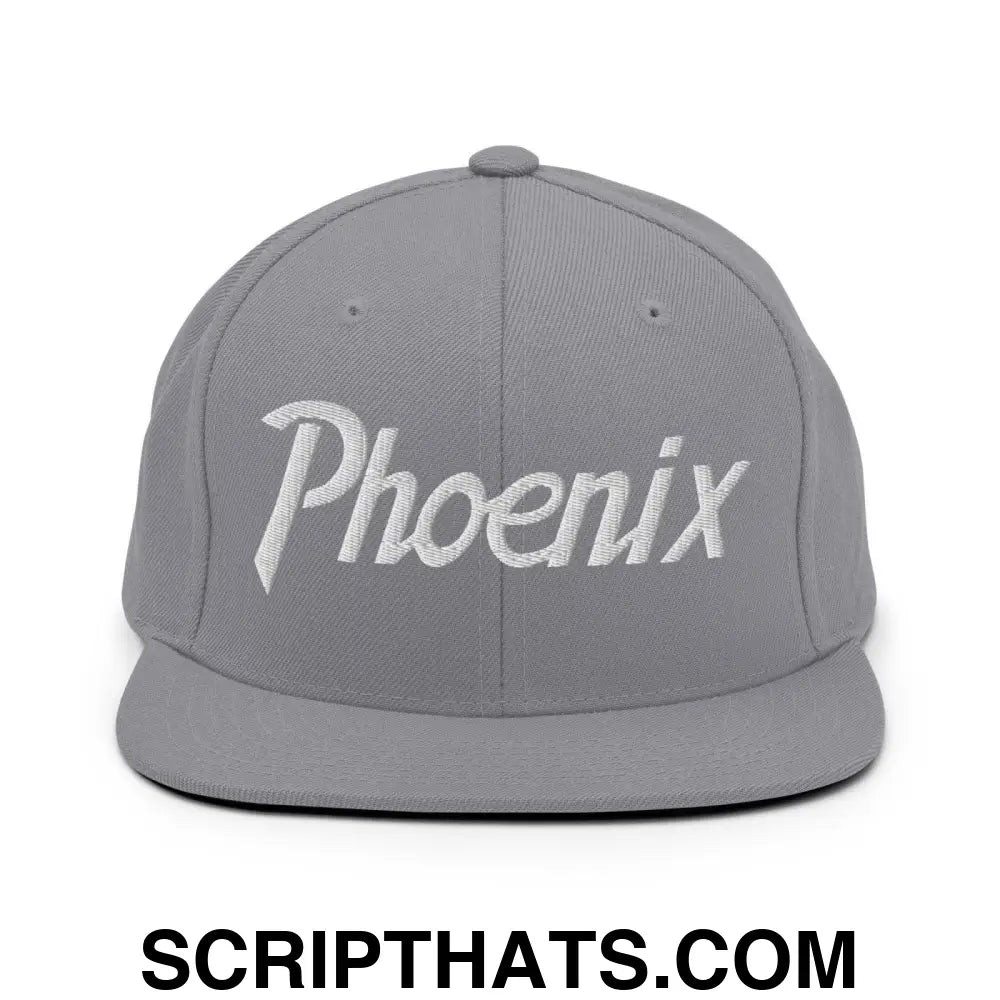 Phoenix Script Snapback Hat Silver