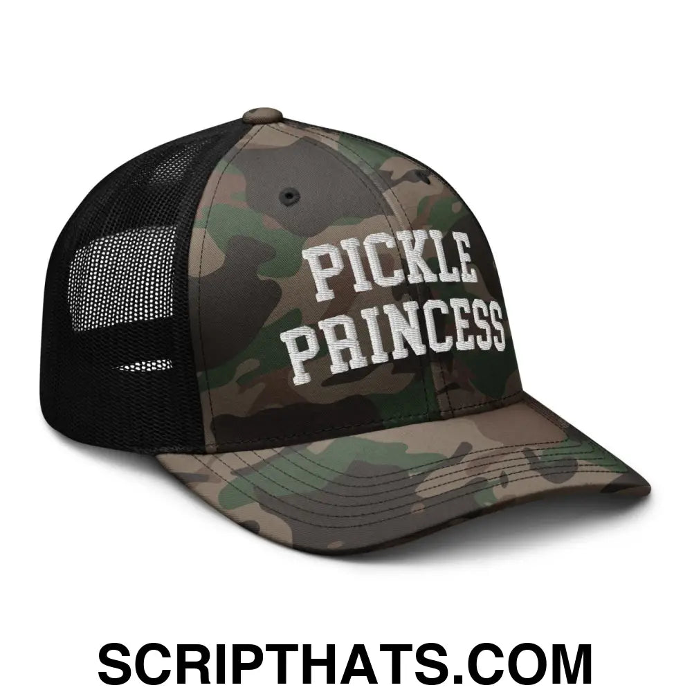 Pickle Princess Camo Trucker Hat Camo Black