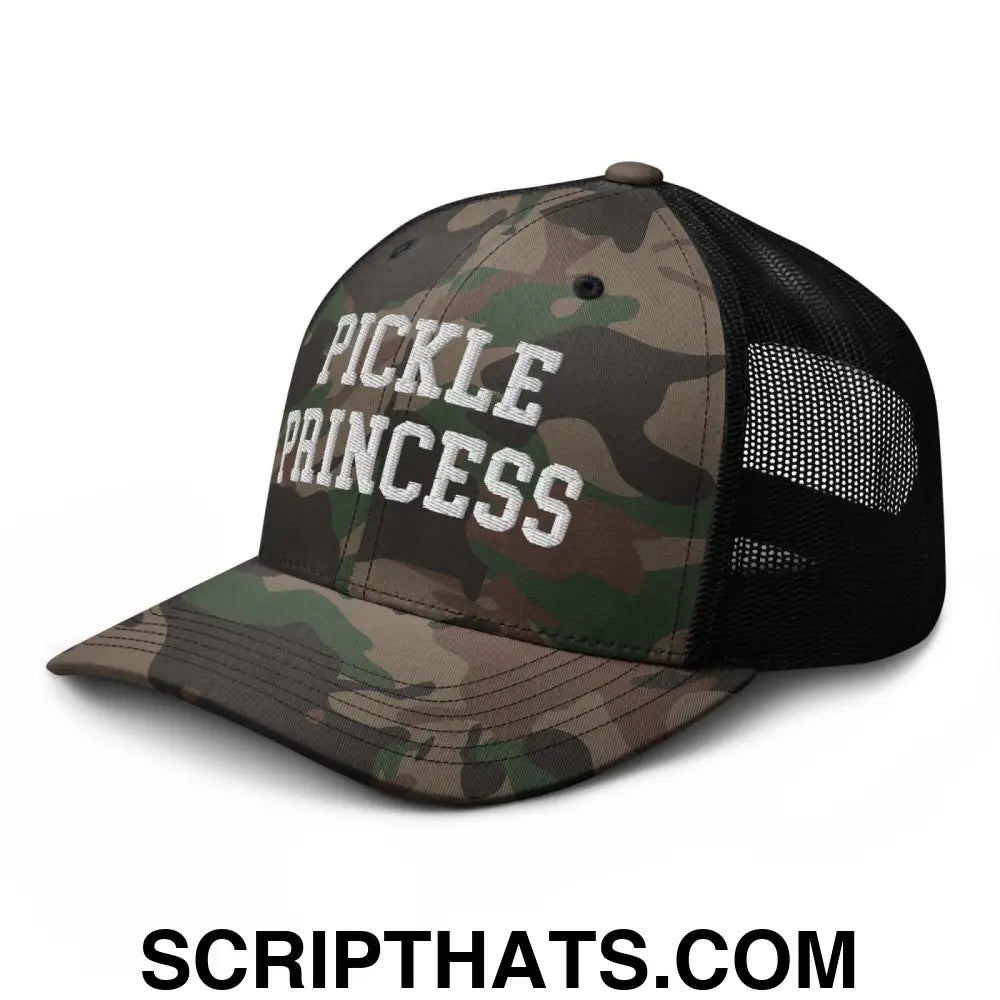 Pickle Princess Camo Trucker Hat Camo Black