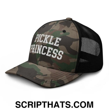 Pickle Princess Camo Trucker Hat Camo Black