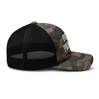 Pickle Princess Camo Trucker Hat Camo Black