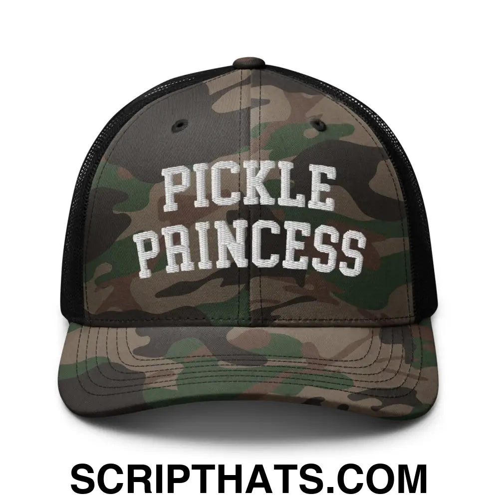 Pickle Princess Camo Trucker Hat Camo Black