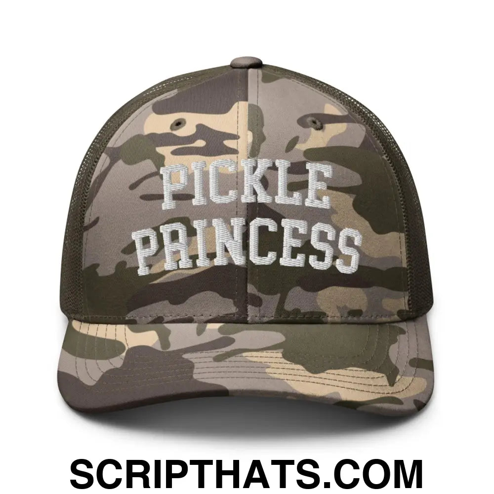 Pickle Princess Camo Trucker Hat Camo Olive