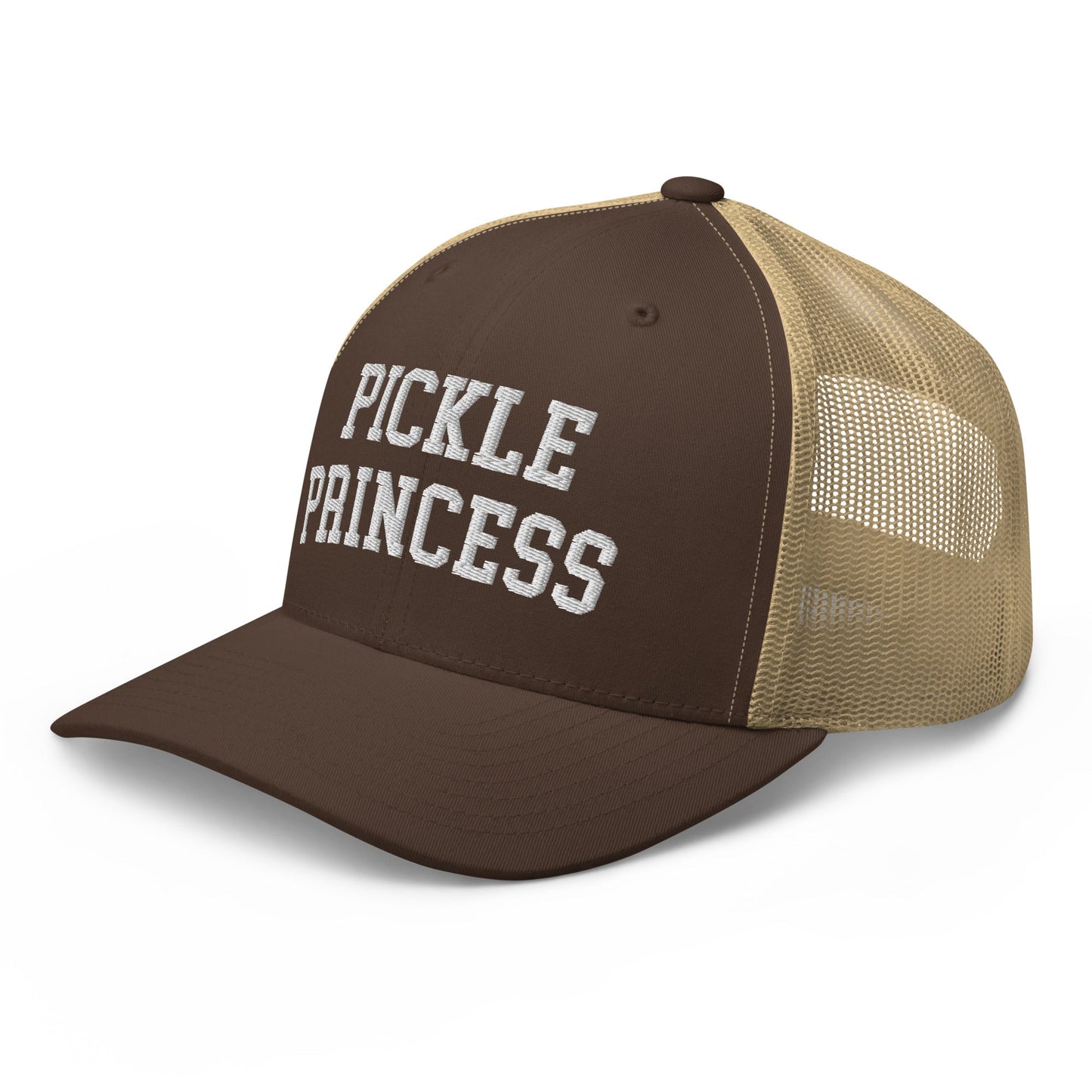 Pickle Princess Retro Trucker Hat Brown Khaki