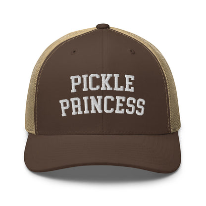 Pickle Princess Retro Trucker Hat Brown Khaki