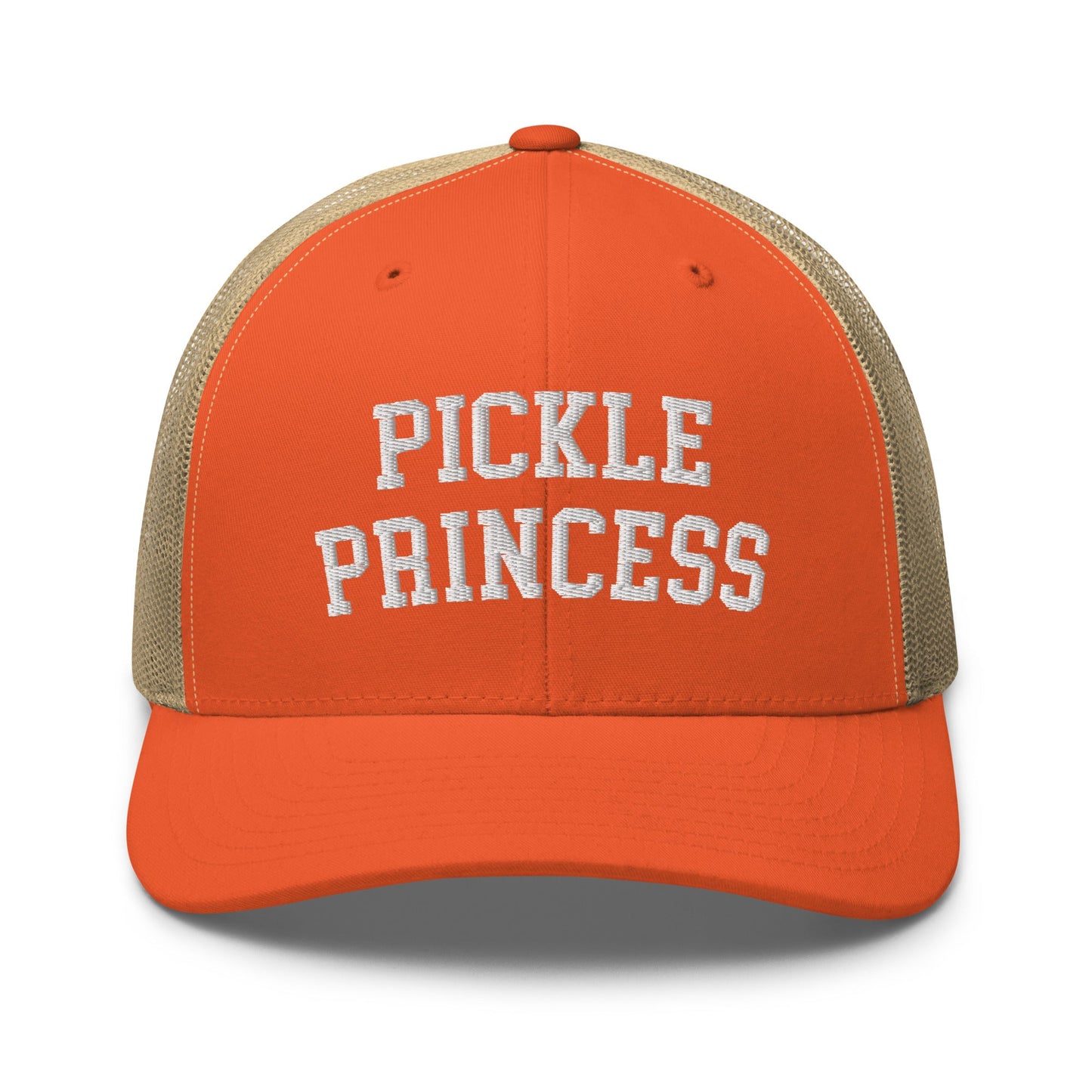 Pickle Princess Retro Trucker Hat Rustic Orange Khaki