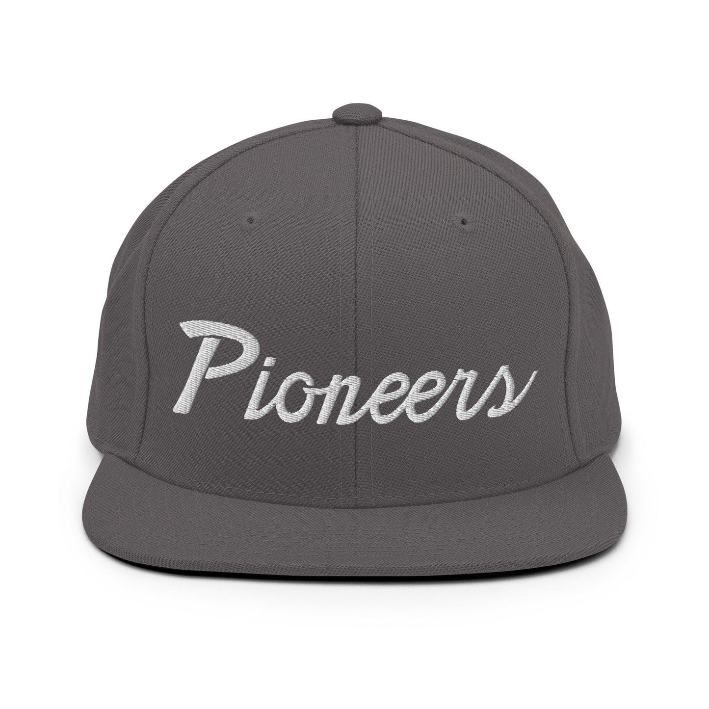 Pioneers School Mascot Script Snapback Hat Dark Grey