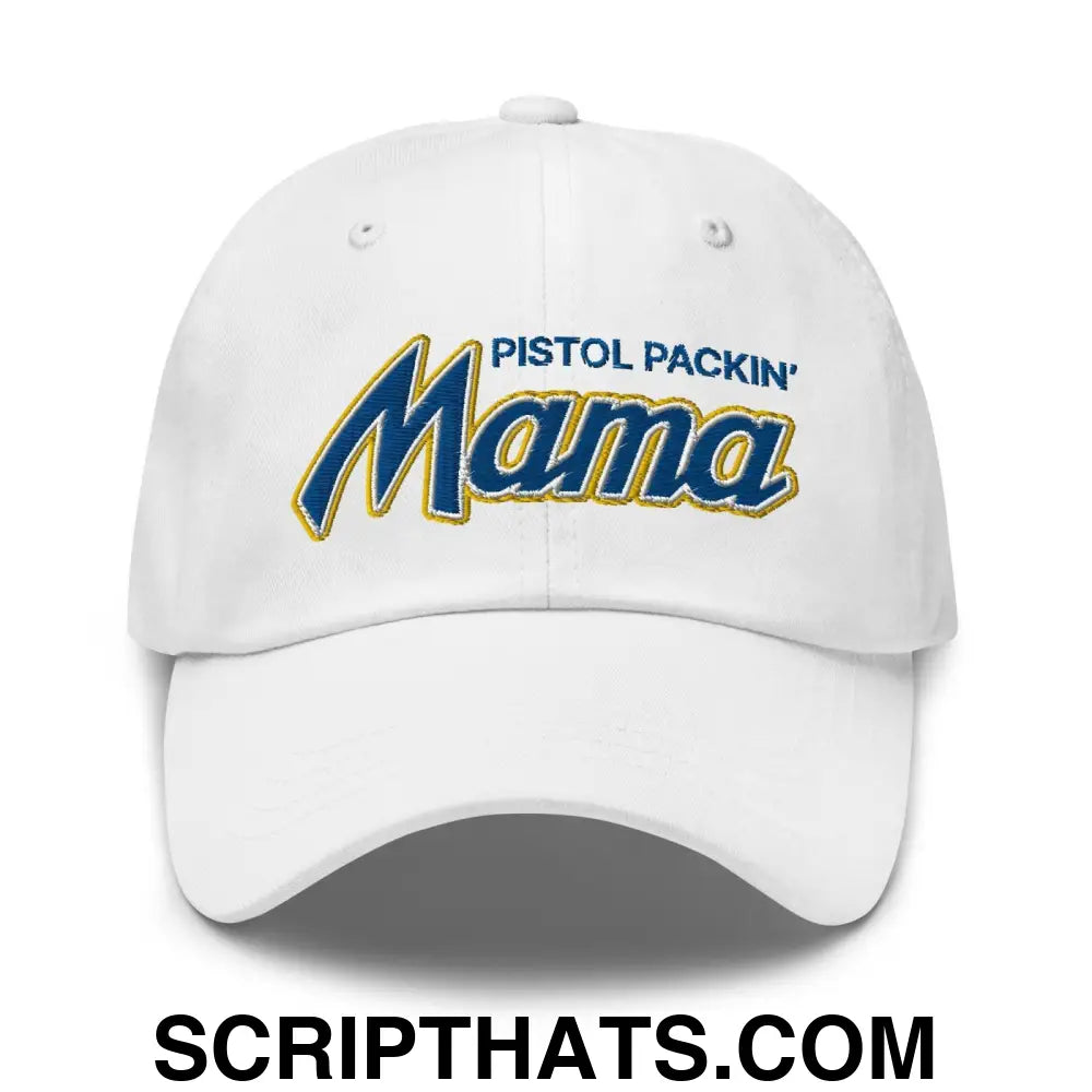 Pistol Packin' Mama Script Dad Hat White