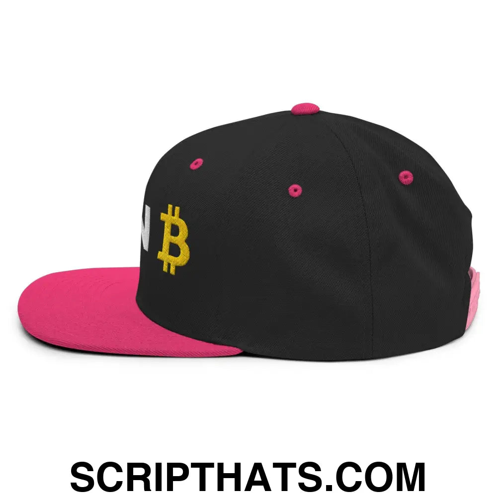 Plan B Bitcoin Snapback Hat Black Neon Pink