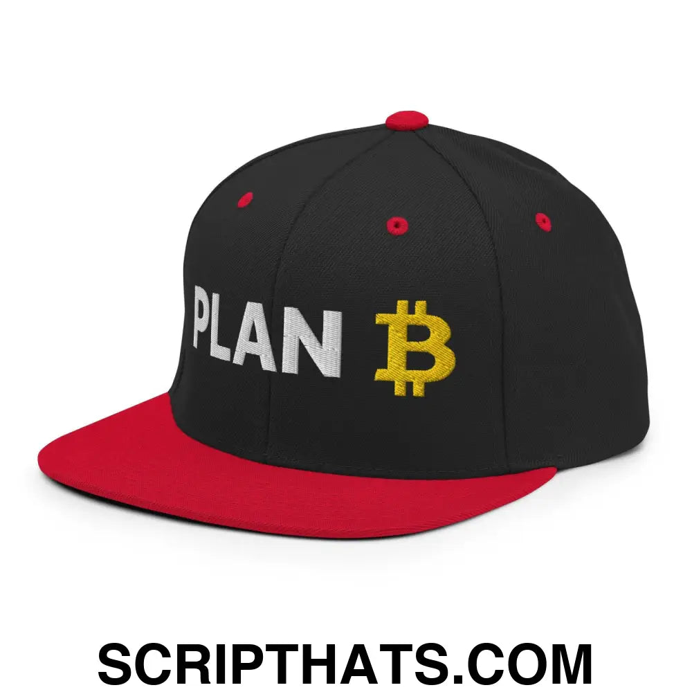 Plan B Bitcoin Snapback Hat Black Red