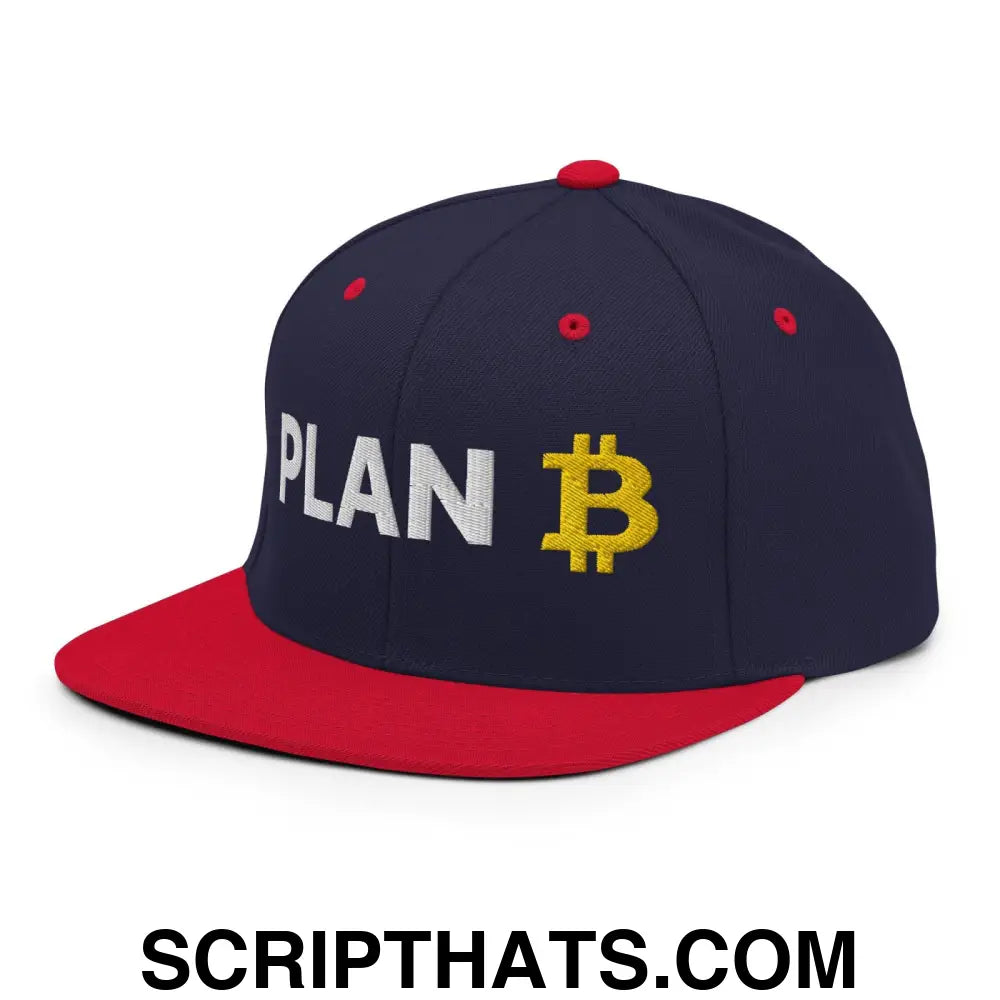 Plan B Bitcoin Snapback Hat Navy Red