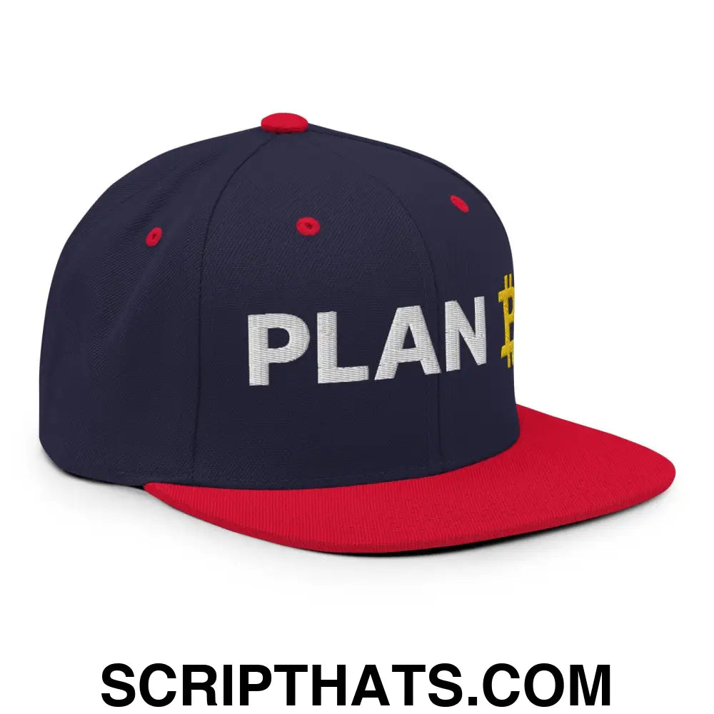 Plan B Bitcoin Snapback Hat Navy Red