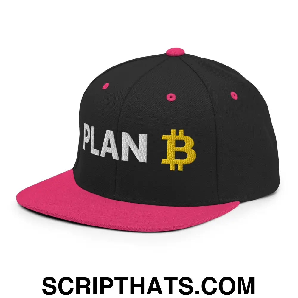 Plan B Bitcoin Snapback Hat Black Neon Pink