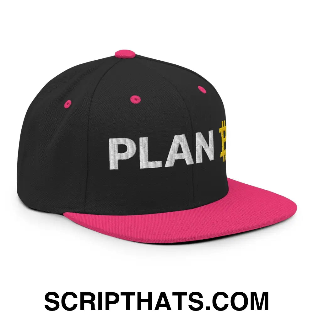 Plan B Bitcoin Snapback Hat Black Neon Pink