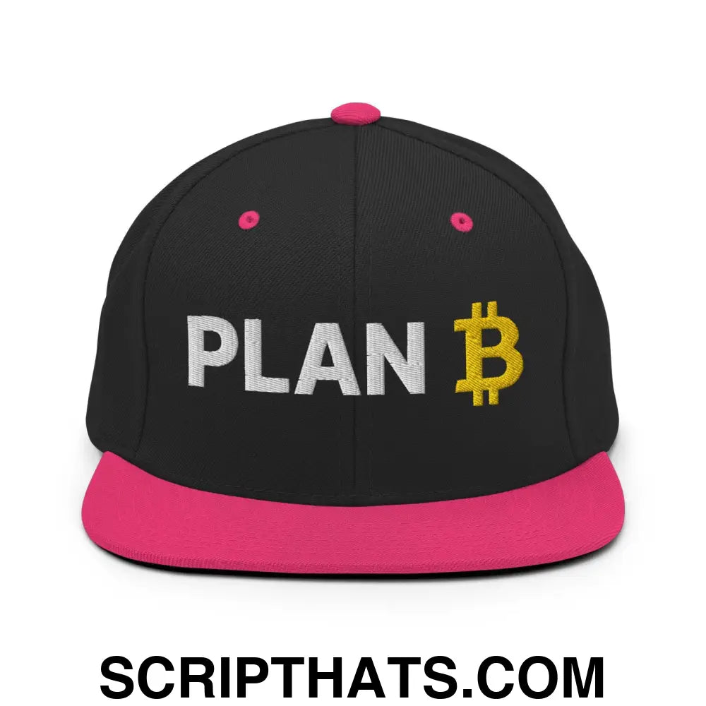 Plan B Bitcoin Snapback Hat Black Neon Pink