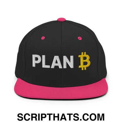 Plan B Bitcoin Snapback Hat Black Neon Pink