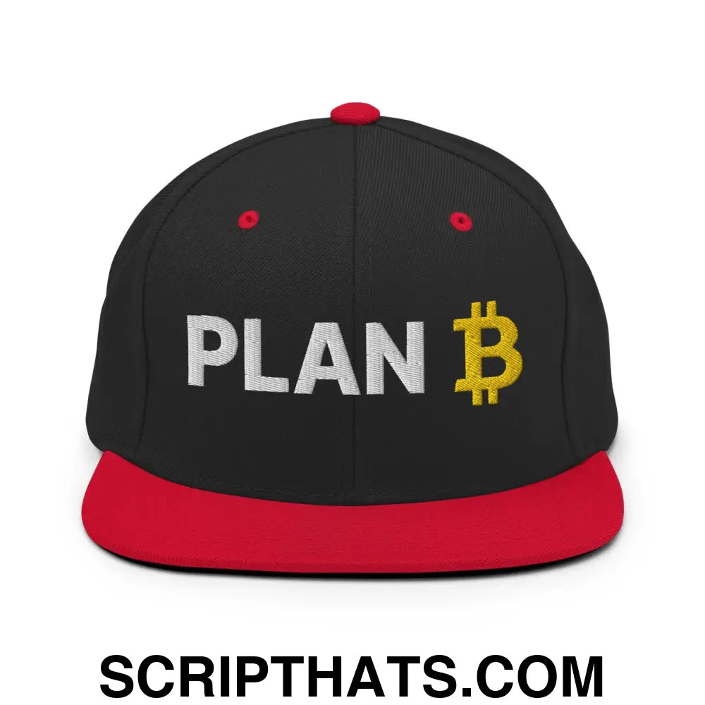 Plan B Bitcoin Snapback Hat Black Red