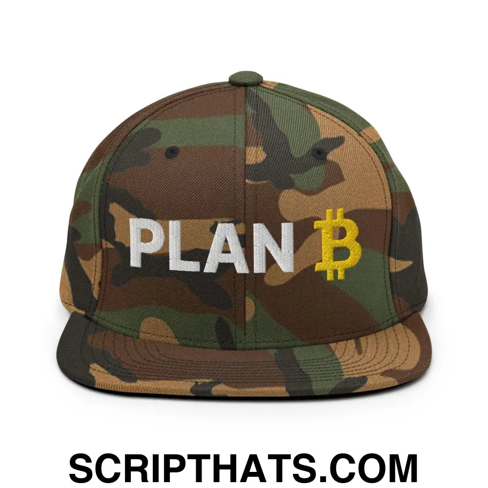 Plan B Bitcoin Snapback Hat Green Camo