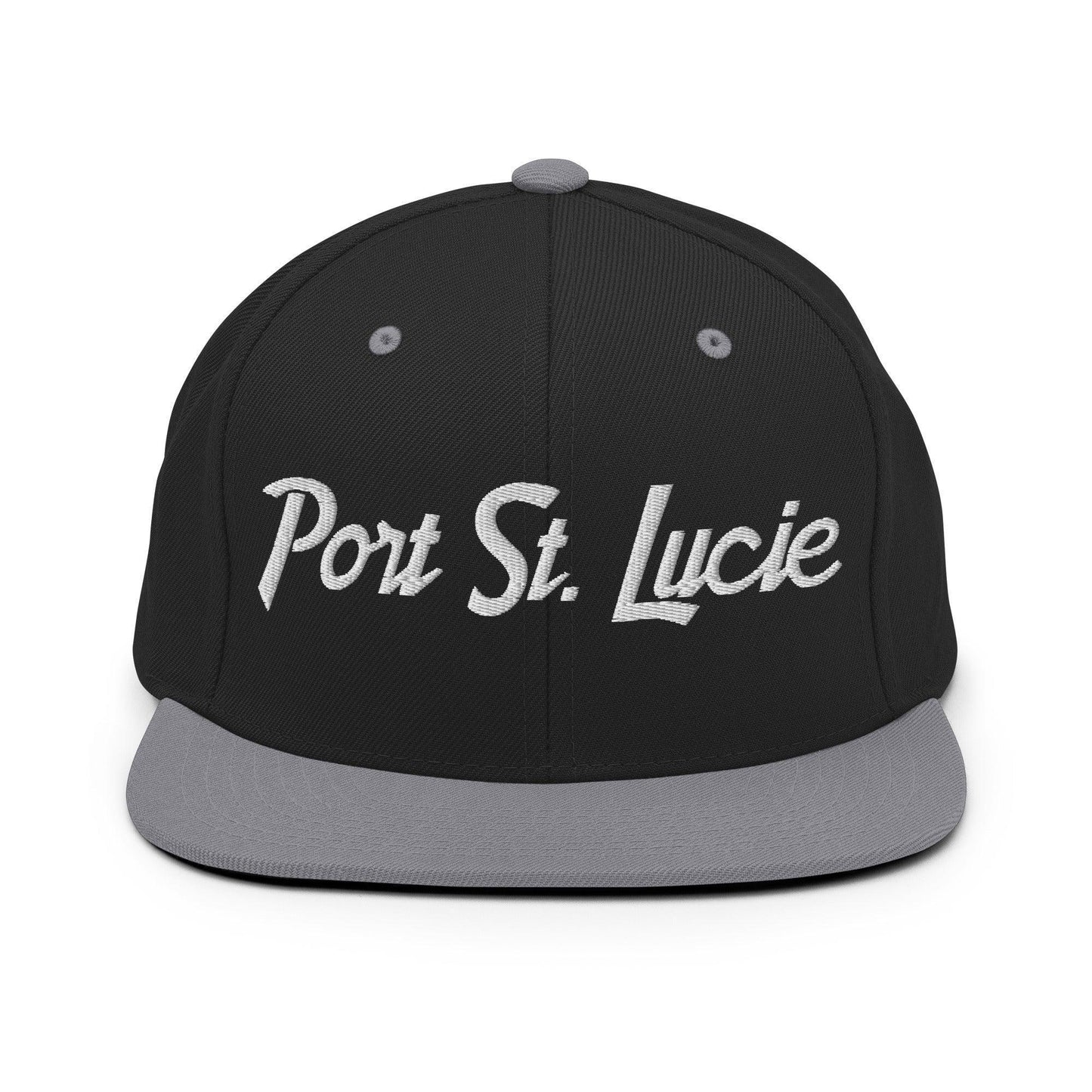 Port St. Lucie Script Snapback Hat Black Silver