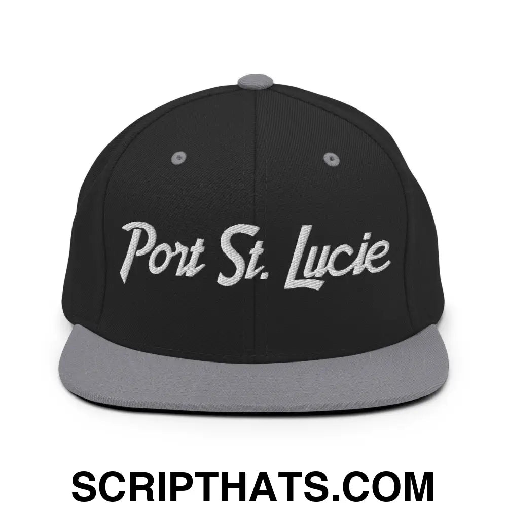 Port St. Lucie Script Snapback Hat Black Silver