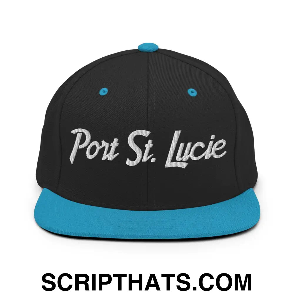 Port St. Lucie Script Snapback Hat Black Teal