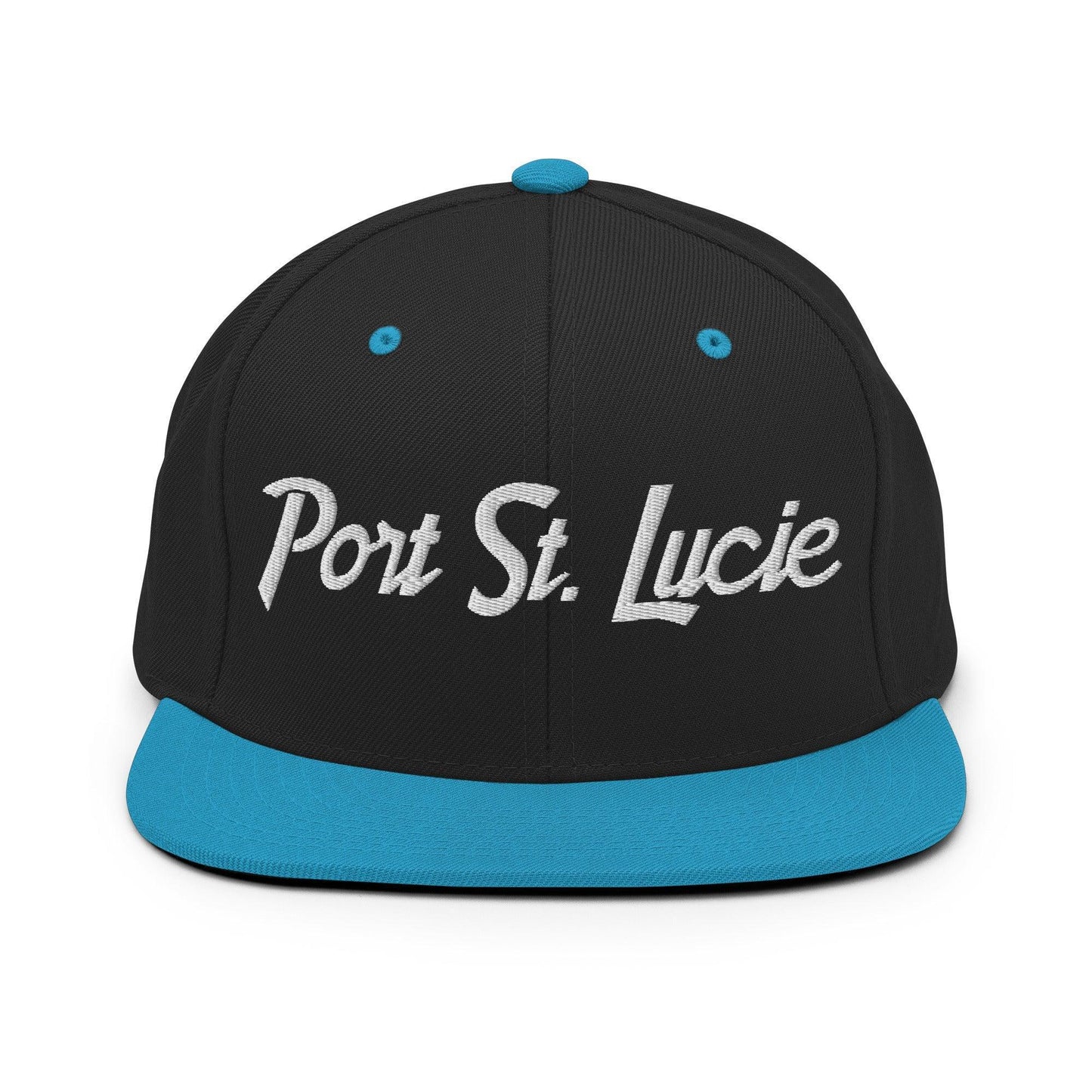 Port St. Lucie Script Snapback Hat Black Teal