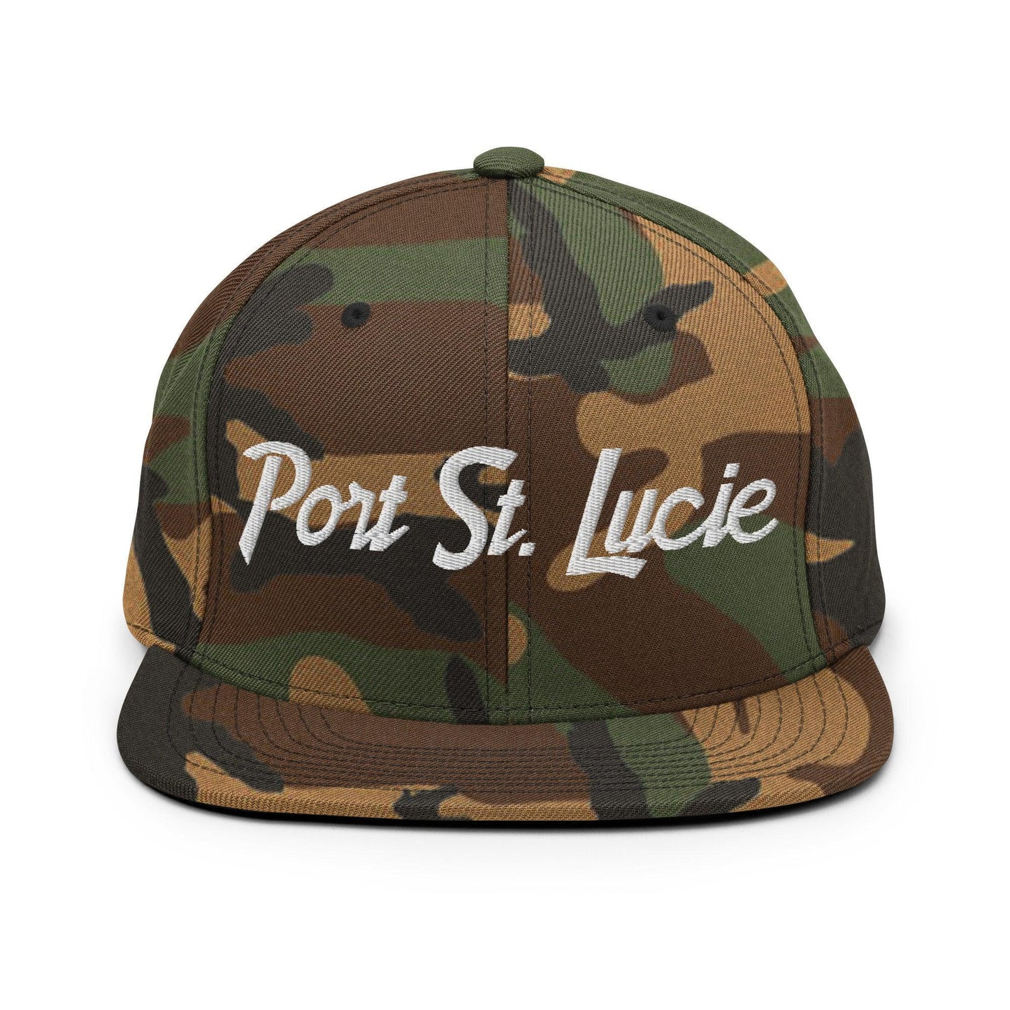 Port St. Lucie Script Snapback Hat Green Camo