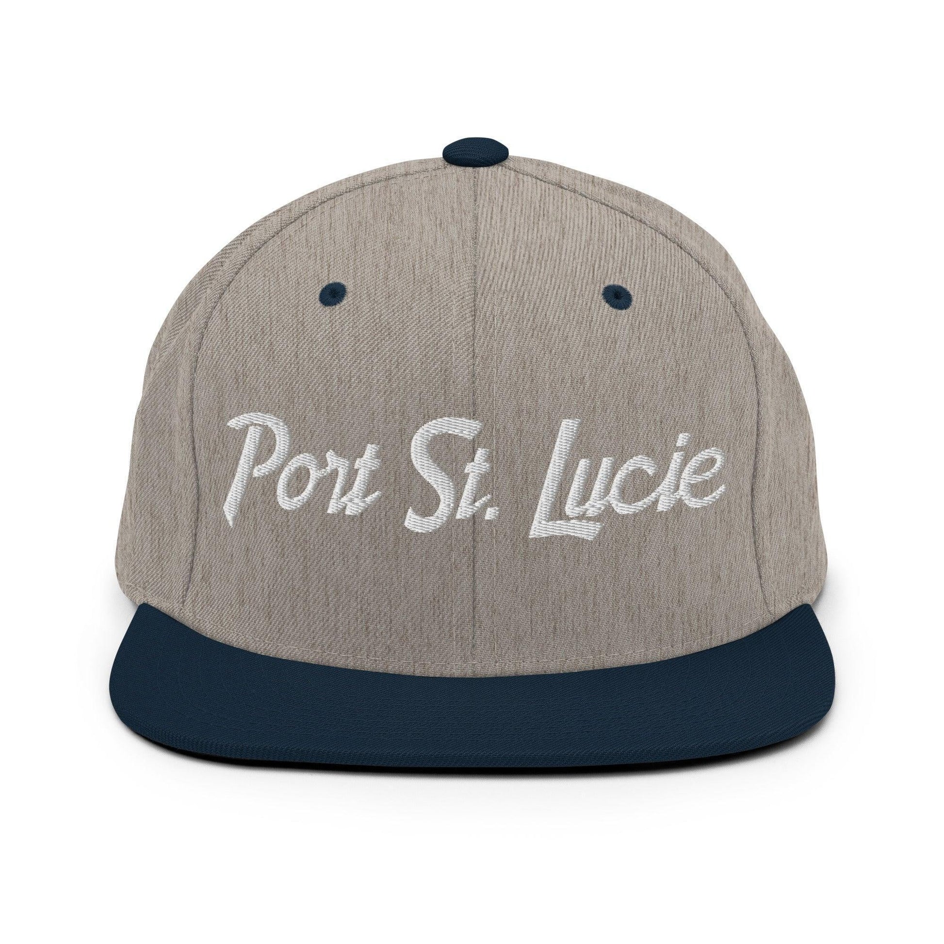 Port St. Lucie Script Snapback Hat Heather Grey Navy