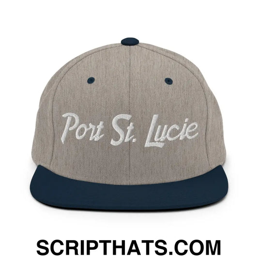 Port St. Lucie Script Snapback Hat Heather Grey Navy