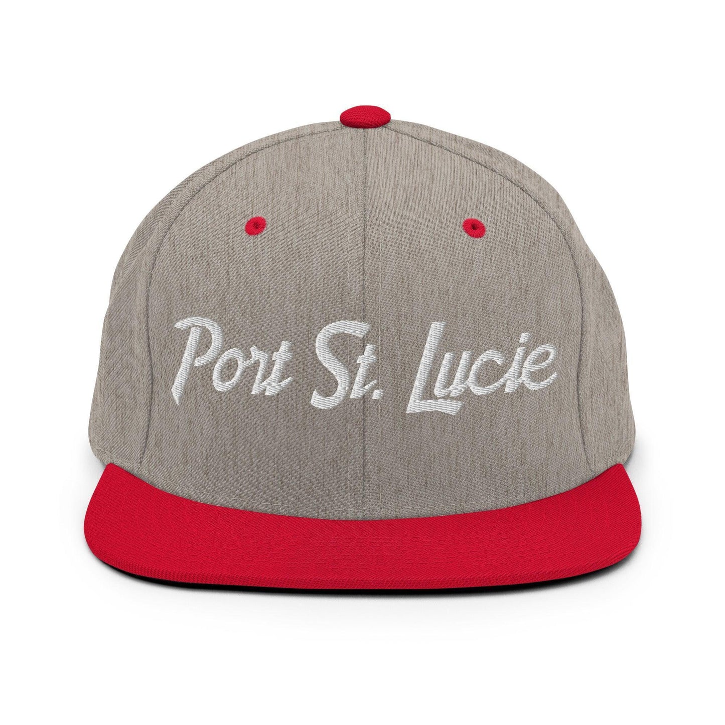 Port St. Lucie Script Snapback Hat Heather Grey Red