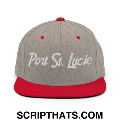 Port St. Lucie Script Snapback Hat Heather Grey Red