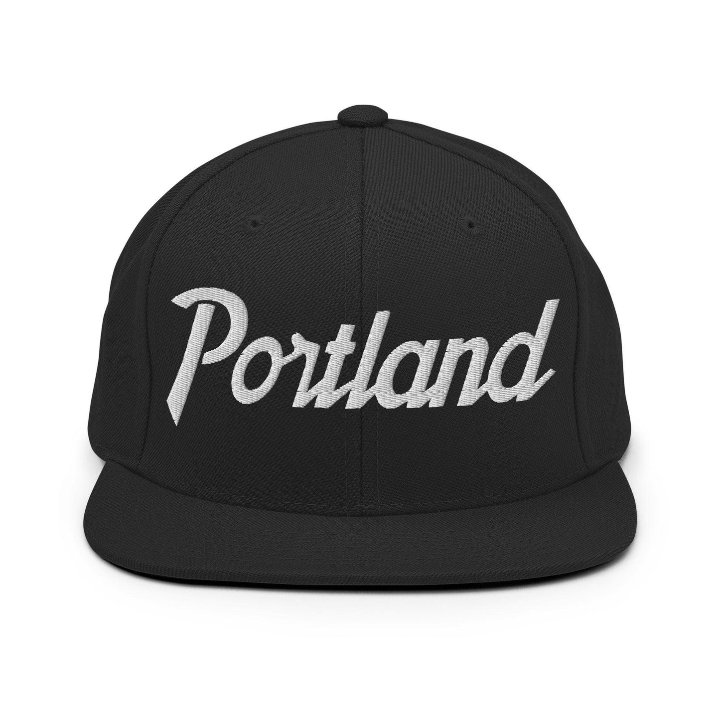 Portland Script Snapback Hat Black