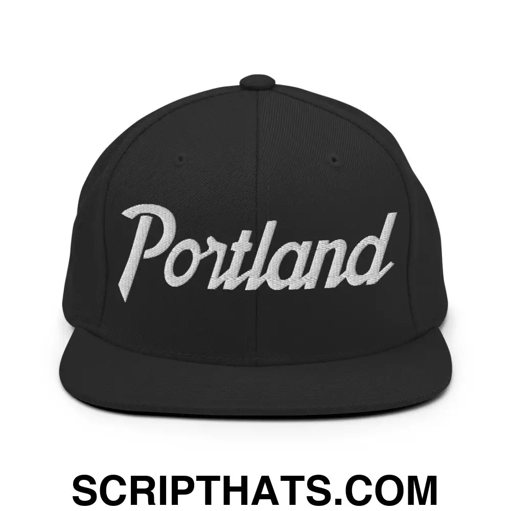 Portland Script Snapback Hat Black