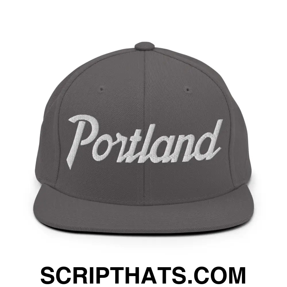 Portland Script Snapback Hat Dark Grey