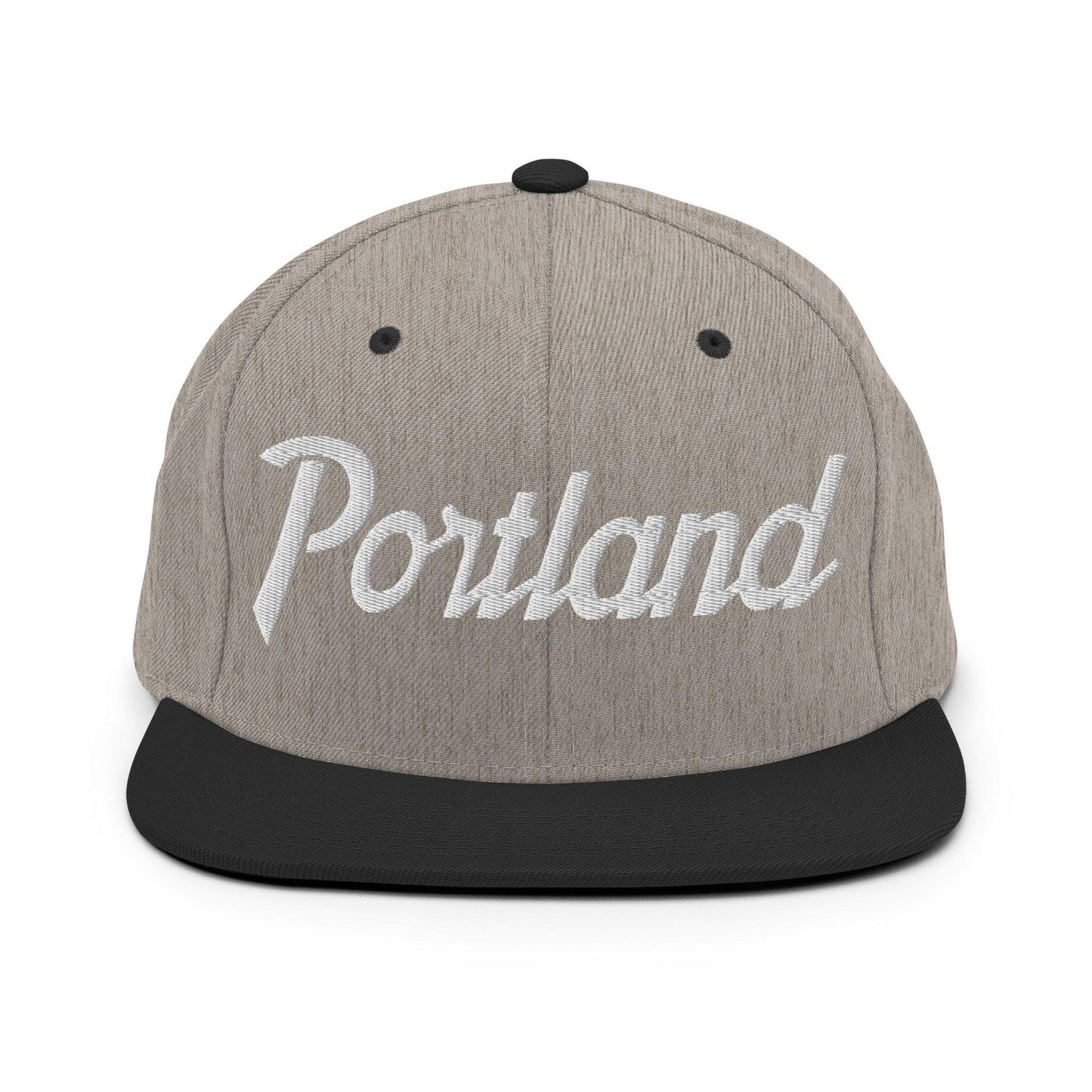 Portland Script Snapback Hat Heather Black