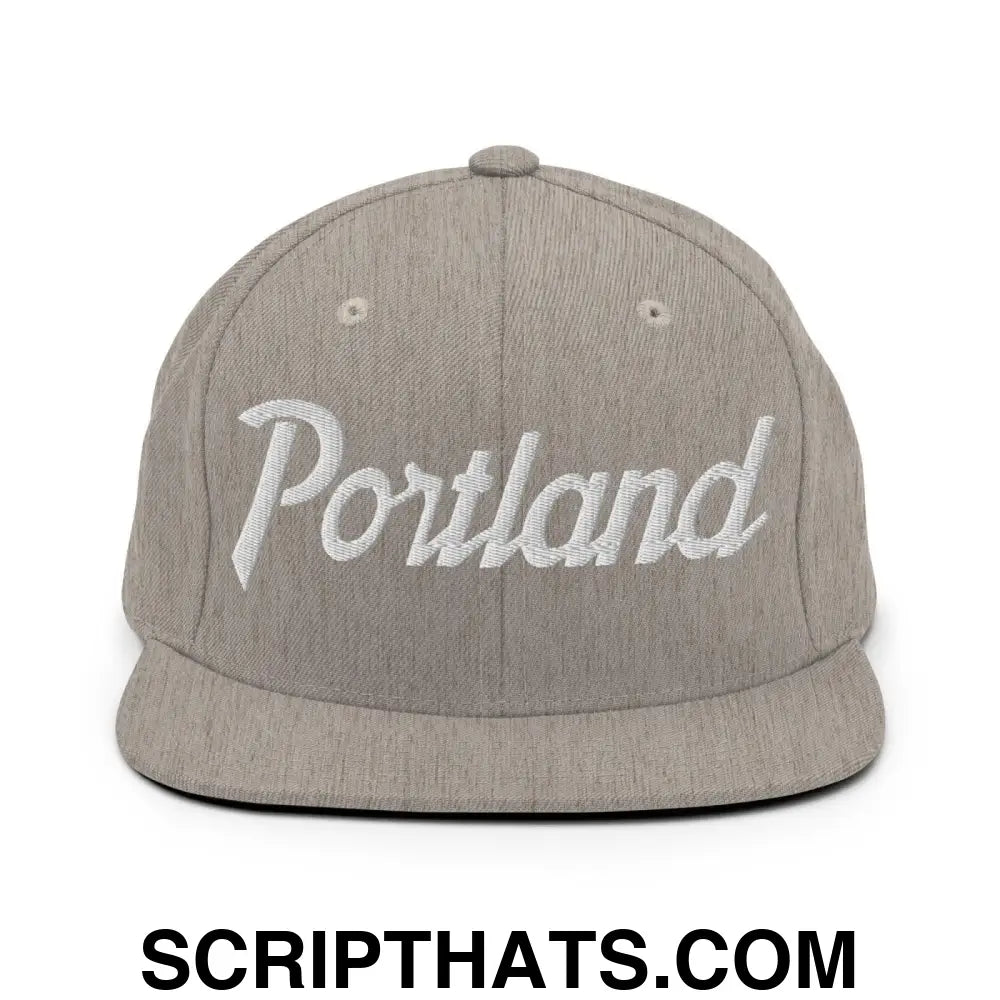 Portland Script Snapback Hat Heather Grey