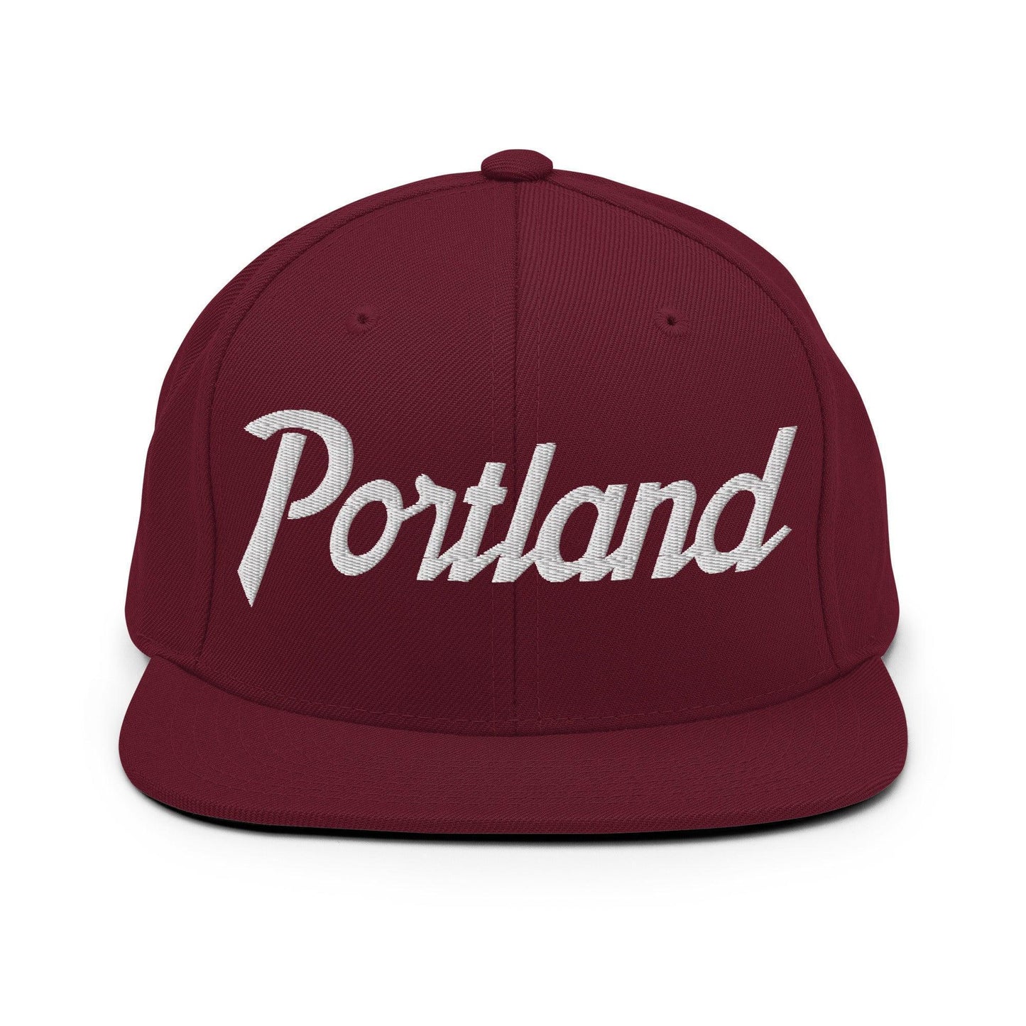 Portland Script Snapback Hat Maroon