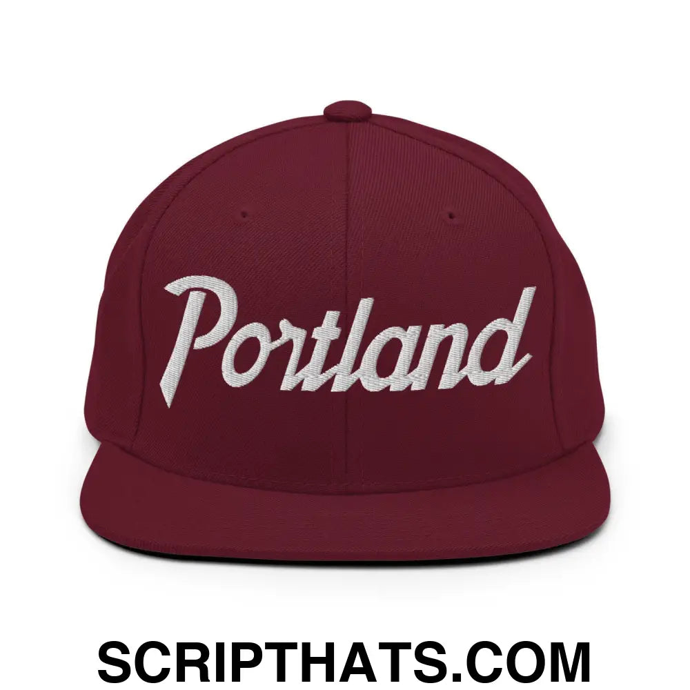 Portland Script Snapback Hat Maroon