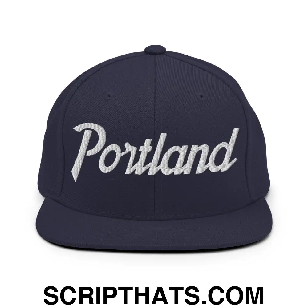 Portland Script Snapback Hat Navy