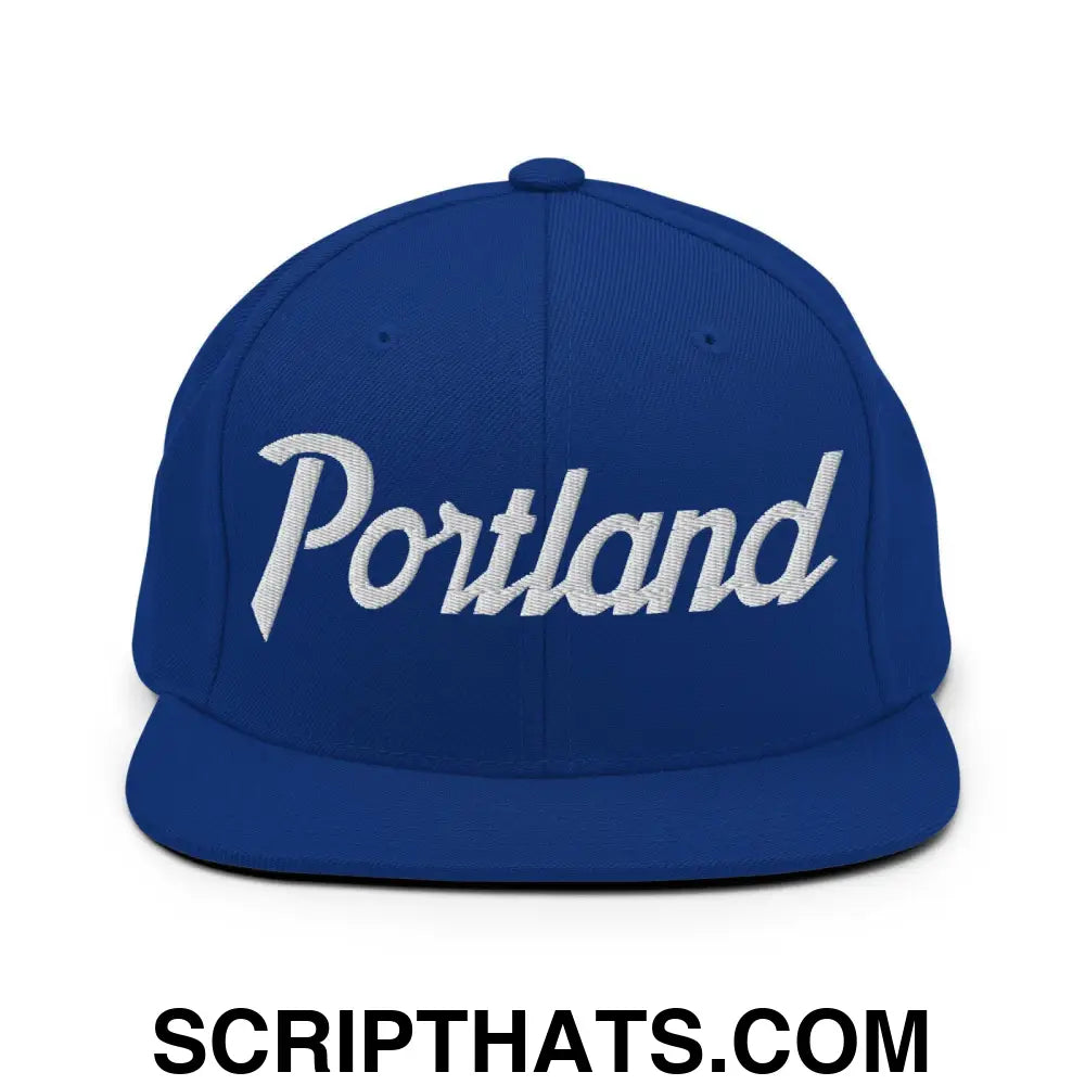 Portland Script Snapback Hat Royal Blue