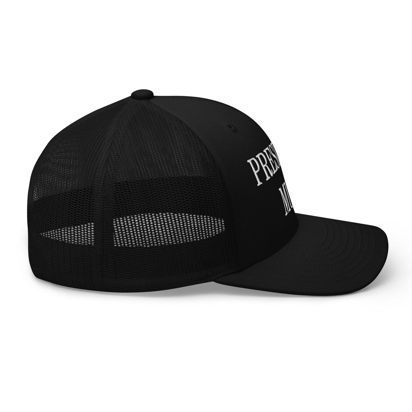 President Musk Embroidered Mesh Trucker Hat Black