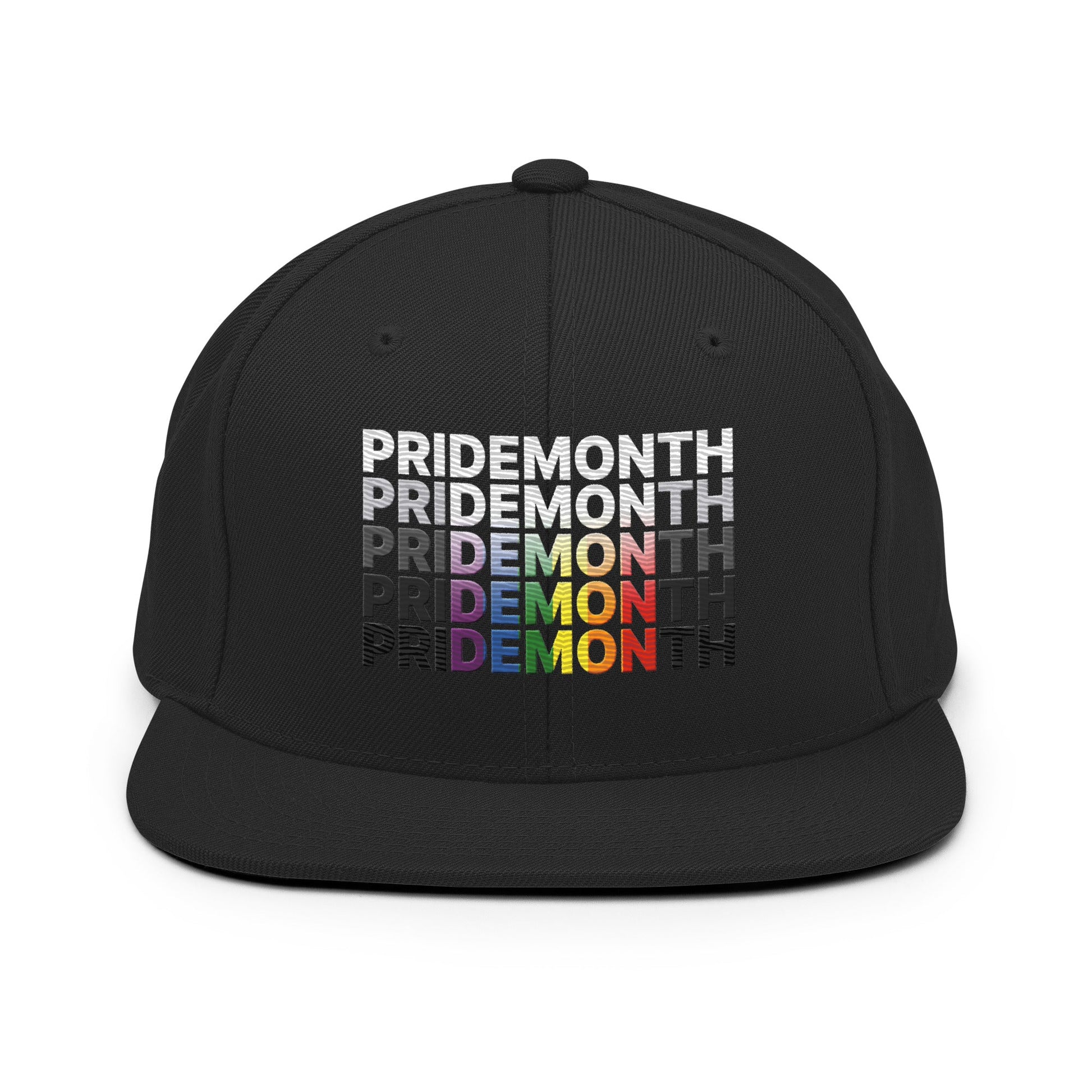 Pride Month Demon Flat Bill Brim Snapback Hat Black