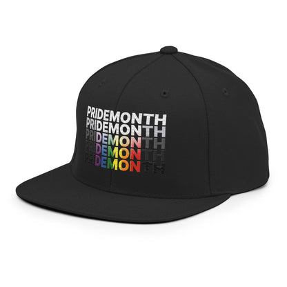 Pride Month Demon Flat Bill Brim Snapback Hat Black