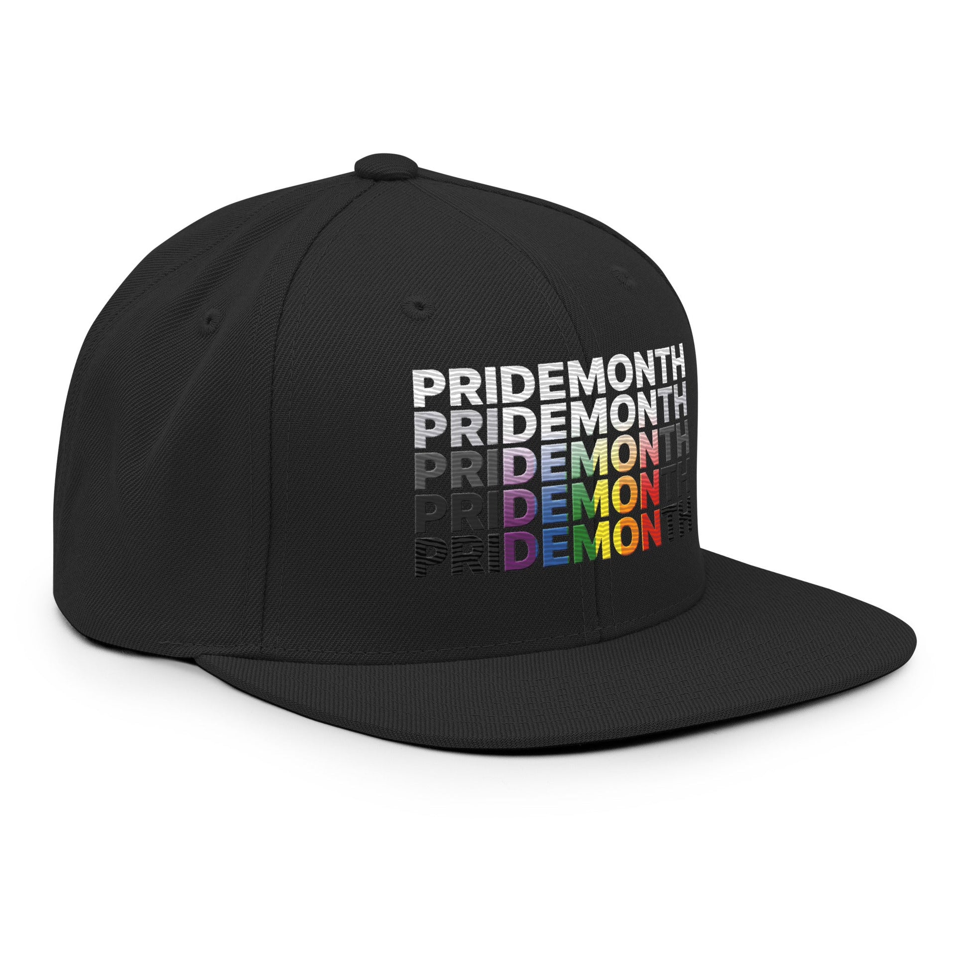 Pride Month Demon Flat Bill Brim Snapback Hat Black