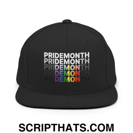 Pride Month Demon Flat Bill Brim Snapback Hat Black