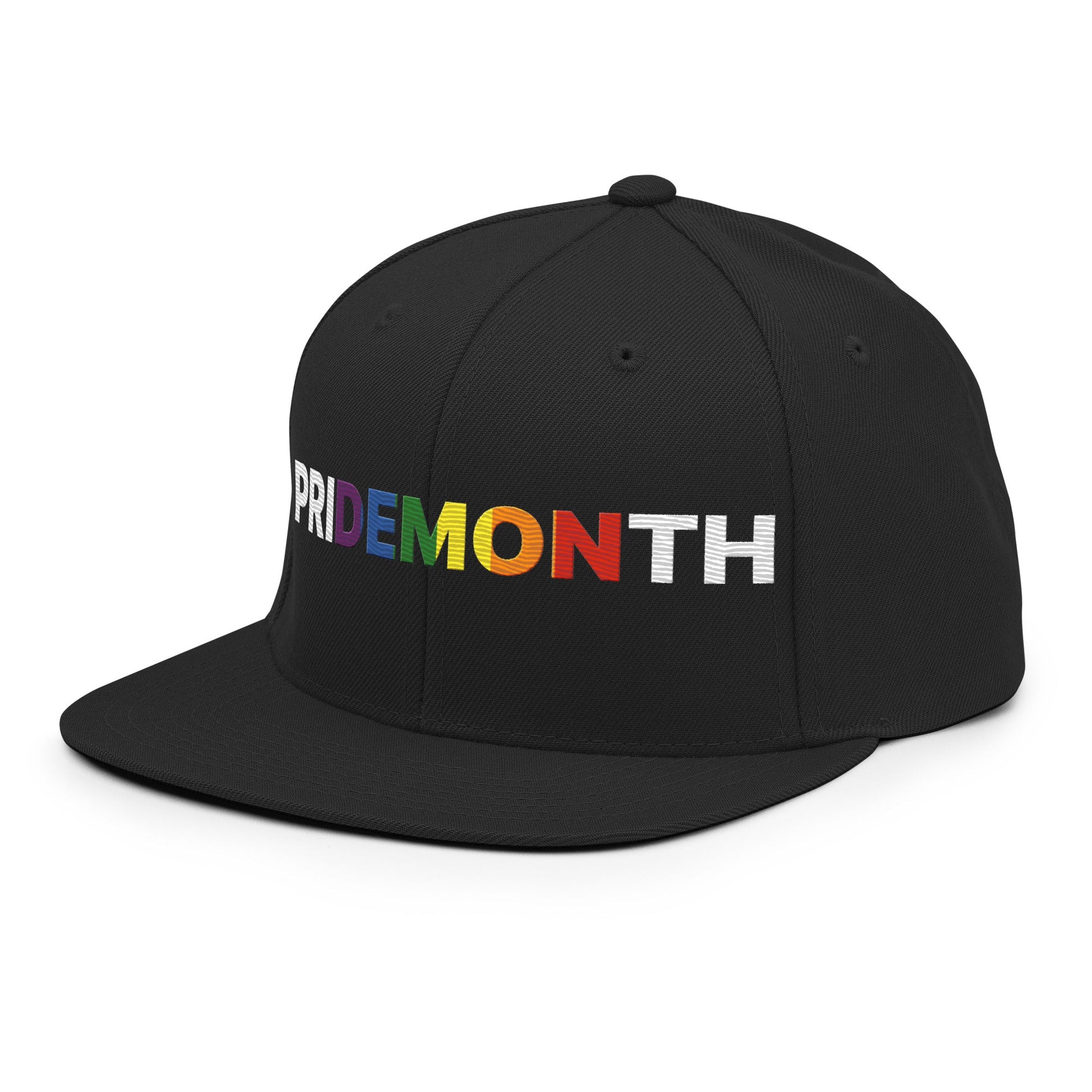 Pride Month Demon II Flat Bill Brim Snapback Hat Black